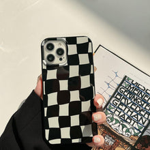 Load image into Gallery viewer, Black White Luxury Checkerboard Soft Phone Case For iPhone 14 13 12 11 Pro Max Mini X XR 7 8 Plus XS Shockproof Protective Cover Unisex Modern Phone Case Elegant Design