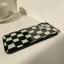 Load image into Gallery viewer, Black White Luxury Checkerboard Soft Phone Case For iPhone 14 13 12 11 Pro Max Mini X XR 7 8 Plus XS Shockproof Protective Cover Unisex Modern Phone Case Elegant Design