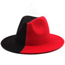 Load image into Gallery viewer, Black White Modern Unisex Fedora Hat Women Unisex Wide Brim Party Cowboy Cap Men Gentleman Wedding Hat Two Colors Fedora Hat Solid Color Wide Brim Winter Autumn Hat