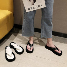 Load image into Gallery viewer, Black White Thick Bottom Flip Flops Women Famous Design Clip Toe Slippers Platform Slides Beach Comfort Thong Style Flip Flops Sandals For Women With Arch Support For Comfortable Walk