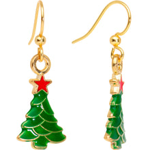 Load image into Gallery viewer, Gold Plated Christmas Tree Star Fishhook Earrings