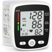 Load image into Gallery viewer, Blood Pressure Monitor Digital Wrist BP Machine Automatic BP Cuff with 2 Users 180 Memory Voice Large LCD Display