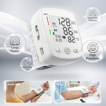 Load image into Gallery viewer, Blood Pressure Monitor Digital Wrist BP Machine Automatic BP Cuff with 2 Users 180 Memory Voice Large LCD Display