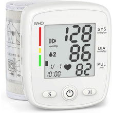 Load image into Gallery viewer, Blood Pressure Monitor Digital Wrist BP Machine Automatic BP Cuff with 2 Users 180 Memory Voice Large LCD Display