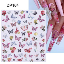 Load image into Gallery viewer, Blue Butterfly 3D Nail Stickers Flowers Leaves Self Adhesive Transfer Sliders Wraps Manicures Foils Decorations Decoration Tattoo Manicure Transfer Nail Decals Flowers Butterfly Designs Nails Supply Manicure Tips Design Nail Decoration