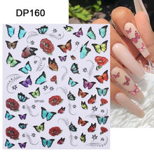 Load image into Gallery viewer, Blue Butterfly 3D Nail Stickers Flowers Leaves Self Adhesive Transfer Sliders Wraps Manicures Foils Decorations Decoration Tattoo Manicure Transfer Nail Decals Flowers Butterfly Designs Nails Supply Manicure Tips Design Nail Decoration