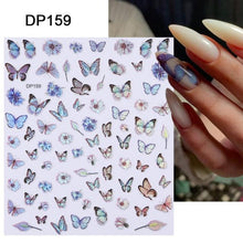 Load image into Gallery viewer, Blue Butterfly 3D Nail Stickers Flowers Leaves Self Adhesive Transfer Sliders Wraps Manicures Foils Decorations Decoration Tattoo Manicure Transfer Nail Decals Flowers Butterfly Designs Nails Supply Manicure Tips Design Nail Decoration