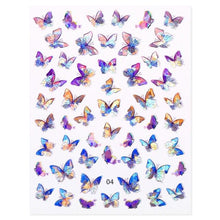 Load image into Gallery viewer, Blue Butterfly 3D Nail Stickers Flowers Leaves Self Adhesive Transfer Sliders Wraps Manicures Foils Decorations Decoration Tattoo Manicure Transfer Nail Decals Flowers Butterfly Designs Nails Supply Manicure Tips Design Nail Decoration