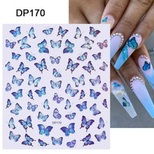 Load image into Gallery viewer, Blue Butterfly 3D Nail Stickers Flowers Leaves Self Adhesive Transfer Sliders Wraps Manicures Foils Decorations Decoration Tattoo Manicure Transfer Nail Decals Flowers Butterfly Designs Nails Supply Manicure Tips Design Nail Decoration