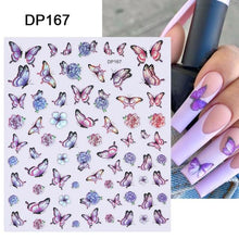 Load image into Gallery viewer, Blue Butterfly 3D Nail Stickers Flowers Leaves Self Adhesive Transfer Sliders Wraps Manicures Foils Decorations Decoration Tattoo Manicure Transfer Nail Decals Flowers Butterfly Designs Nails Supply Manicure Tips Design Nail Decoration