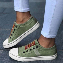 Load image into Gallery viewer, Blue Low-Cut Canvas Flat Shoes Women Casual Vulcanize Shoes New Women Summer Autumn Casual Slip On Canvas Comfortable Walking Flats Elegant Sneakers