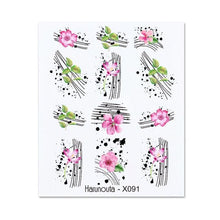 Load image into Gallery viewer, Blue Marble Water Decal Sticker Wave Line Flower Leaf Tree Summer Slider Decor For Manicuring Nail Art Watermarks Curve Graffiti Nail Design for Acrylic Nail Supplies Designer Nail Decorations for Women Girls Kids