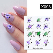 Load image into Gallery viewer, Blue Marble Water Decal Sticker Wave Line Flower Leaf Tree Summer Slider Decor For Manicuring Nail Art Watermarks Curve Graffiti Nail Design for Acrylic Nail Supplies Designer Nail Decorations for Women Girls Kids