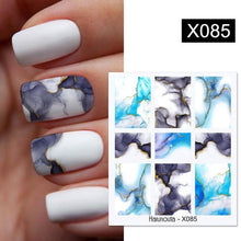 Load image into Gallery viewer, Blue Marble Water Decal Sticker Wave Line Flower Leaf Tree Summer Slider Decor For Manicuring Nail Art Watermarks Curve Graffiti Nail Design for Acrylic Nail Supplies Designer Nail Decorations for Women Girls Kids