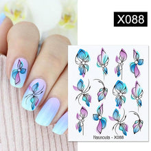 Load image into Gallery viewer, Blue Marble Water Decal Sticker Wave Line Flower Leaf Tree Summer Slider Decor For Manicuring Nail Art Watermarks Curve Graffiti Nail Design for Acrylic Nail Supplies Designer Nail Decorations for Women Girls Kids