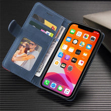 Load image into Gallery viewer, Blue PU Leather Wallet Flip Phone Case Cover For iPhone 13 Pro Max Case Leather Flip Cover iPhone 13 Pro Phone Case For iPhone 12 Mini 14 11 8 7 6 6s Plus 5 5s Case