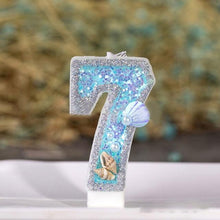 Load image into Gallery viewer, Blue Shell Glitter Number Birthday Candles Numeral Birthday Candles Cake Numeral Candles Number 0-9 Glitter Cake Topper Decoration for Birthday Wedding Anniversary Party Cake Toppers Birthday Wedding Digital Cakes Dessert Decor Birthday Decoration