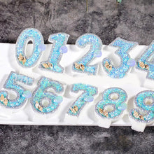 Load image into Gallery viewer, Blue Shell Glitter Number Birthday Candles Numeral Birthday Candles Cake Numeral Candles Number 0-9 Glitter Cake Topper Decoration for Birthday Wedding Anniversary Party Cake Toppers Birthday Wedding Digital Cakes Dessert Decor Birthday Decoration
