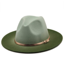 Load image into Gallery viewer, Two Colors Spray Painted Wool Jazz Hat Fedora Unisex Color Autumn Winter Retro Hat Two Tone Dress Hat 56-58CM
