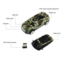Load image into Gallery viewer, Blue Wireless Optical Mouse Sports Car Shaped Mouse 1600 DPI Office School Mice For Computer And Laptop Comfortable For Every Use