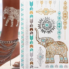 Load image into Gallery viewer, Body Tattoo Art Painting Stickers Glitter Gold Silver Temporary Waterproof Nontoxic Long Lasting Tattoos