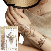 Load image into Gallery viewer, Body Tattoo Art Painting Stickers Glitter Gold Silver Temporary Waterproof Nontoxic Long Lasting Tattoos