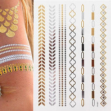 Load image into Gallery viewer, Body Tattoo Art Painting Stickers Glitter Gold Silver Temporary Waterproof Nontoxic Long Lasting Tattoos