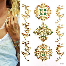 Load image into Gallery viewer, Body Tattoo Art Painting Stickers Glitter Gold Silver Temporary Waterproof Nontoxic Long Lasting Tattoos