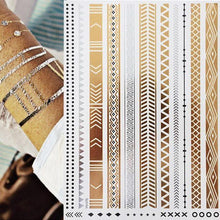 Load image into Gallery viewer, Body Tattoo Art Painting Stickers Glitter Gold Silver Temporary Waterproof Nontoxic Long Lasting Tattoos