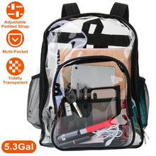 Load image into Gallery viewer, Book Bag Waterproof PVC Clear Backpack 5.3Gal with Reinforced Strap