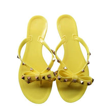Load image into Gallery viewer, Bowknot Sandals Summer Woman Beach Flip Flops Beautiful Shoes PVC Slides Girls Sandals Slip On Flat Dress Sandals Summer Fashion Cute Flat Slip On Slides Flip Flops