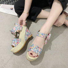 Load image into Gallery viewer, Bowknot Women High Heeled Shoes Summer Sandals Party Platform High Heels Shoes Lace Up Platform Beautiful Sandals Ankle Strap Slingback Dress Shoes