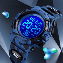 Load image into Gallery viewer, Boys Sports Military Kids Digital Watches Student Childrens Watch Fashion Luminous Led Alarm Camouflage Green Waterproof 7 Color Led Backlight Multifuction Wristwatch For Boys Girls