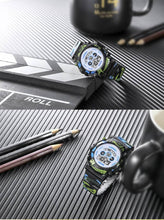 Load image into Gallery viewer, Boys Sports Military Kids Digital Watches Student Childrens Watch Fashion Luminous Led Alarm Camouflage Green Waterproof 7 Color Led Backlight Multifuction Wristwatch For Boys Girls
