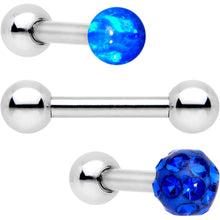 Load image into Gallery viewer, 16G 1/4 Blue Faux Opal Ball Cartilage Tragus Earring 3 Pack Set