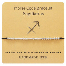 Load image into Gallery viewer, Bracelet Morse Code Braided Charm Bracelets For Women Men Jewelry Silver Adjustable Inspirational Morse Code Beads With Cord Handmade Wrap Bracelet Secret Message Jewelry Gifts For Her