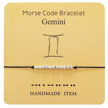 Load image into Gallery viewer, Bracelet Morse Code Braided Charm Bracelets For Women Men Jewelry Silver Adjustable Inspirational Morse Code Beads With Cord Handmade Wrap Bracelet Secret Message Jewelry Gifts For Her