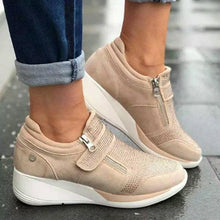 Load image into Gallery viewer, Breathable Woman Sneakers Zipper Platform Trainers Women Casual Lace-Up Fashion Rhinestone Upper Double-Sided Zippers Platform Trainers Outdoor Fitness Espadrilles Walking Shoes