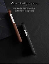 Load image into Gallery viewer, Bright Orange Mobile Phone Case With Coated Leather Case Protective Slim Phone Case Cowhide Genuine Leather Phone Case for iPhone 14 13 Pro Max Luxury Back Cover