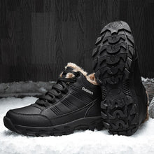 Load image into Gallery viewer, Brown Soft Winter Warm Leather Mens Boots Fur Snow Boots Outdoor Winter Casual Shoes Rubber Ankle Boots Non Slip Fur Lined Boots Leather Comfortable Mens Mountain Shoes