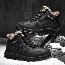 Load image into Gallery viewer, Brown Soft Winter Warm Leather Mens Boots Fur Snow Boots Outdoor Winter Casual Shoes Rubber Ankle Boots Non Slip Fur Lined Boots Leather Comfortable Mens Mountain Shoes