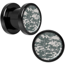 Load image into Gallery viewer, Digital Camo Print Black Anodized Screw Fit Plug Set 0G
