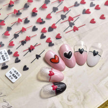 Load image into Gallery viewer, Bubble Cute Black Red Hearts Nail Stickers Nail Art Decorations Nail Decals Design Self-Adhesive 3D Wave Design Decoration for Women Girls Adhesive Striping Tape Nail Art Stickers