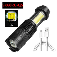 Load image into Gallery viewer, Built in battery XP-G Q5 Zoom Focus Mini led Flashlight Torch Lamp Lantern 2000 Lumen Adjustable Penlight Waterproof T6 light Focus IP65 Water-Resistant Portable for Indoor and Outdoor Camping Hiking