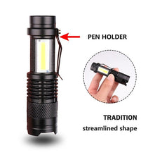 Load image into Gallery viewer, Built in battery XP-G Q5 Zoom Focus Mini led Flashlight Torch Lamp Lantern 2000 Lumen Adjustable Penlight Waterproof T6 light Focus IP65 Water-Resistant Portable for Indoor and Outdoor Camping Hiking