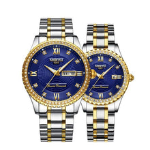 Load image into Gallery viewer, Business Black Couple Watches Top Luxury Mens Watches Auto Date Quartz Wristwatch Gold Watch Men Diamond Stainless Steel Waterproof Luminous Business Casual Luxury Watch For Men