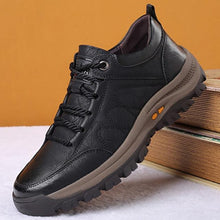 Load image into Gallery viewer, Business Black Leather Mens Casual Shoes Spring Lace-up Platform Travel Shoes Wear-Resistant Shoes Elegant Style Men's Shoes Flat Round Toe Fashion Dress Shoes For Men