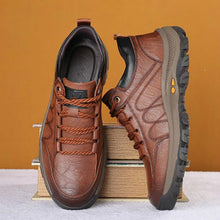 Load image into Gallery viewer, Business Black Leather Mens Casual Shoes Spring Lace-up Platform Travel Shoes Wear-Resistant Shoes Elegant Style Men's Shoes Flat Round Toe Fashion Dress Shoes For Men