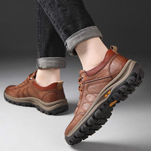Load image into Gallery viewer, Business Black Leather Mens Casual Shoes Spring Lace-up Platform Travel Shoes Wear-Resistant Shoes Elegant Style Men's Shoes Flat Round Toe Fashion Dress Shoes For Men