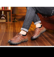 Load image into Gallery viewer, Business Black Leather Mens Casual Shoes Spring Lace-up Platform Travel Shoes Wear-Resistant Shoes Elegant Style Men's Shoes Flat Round Toe Fashion Dress Shoes For Men